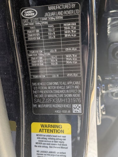 2021 Land Rover Range Rover Evoque S