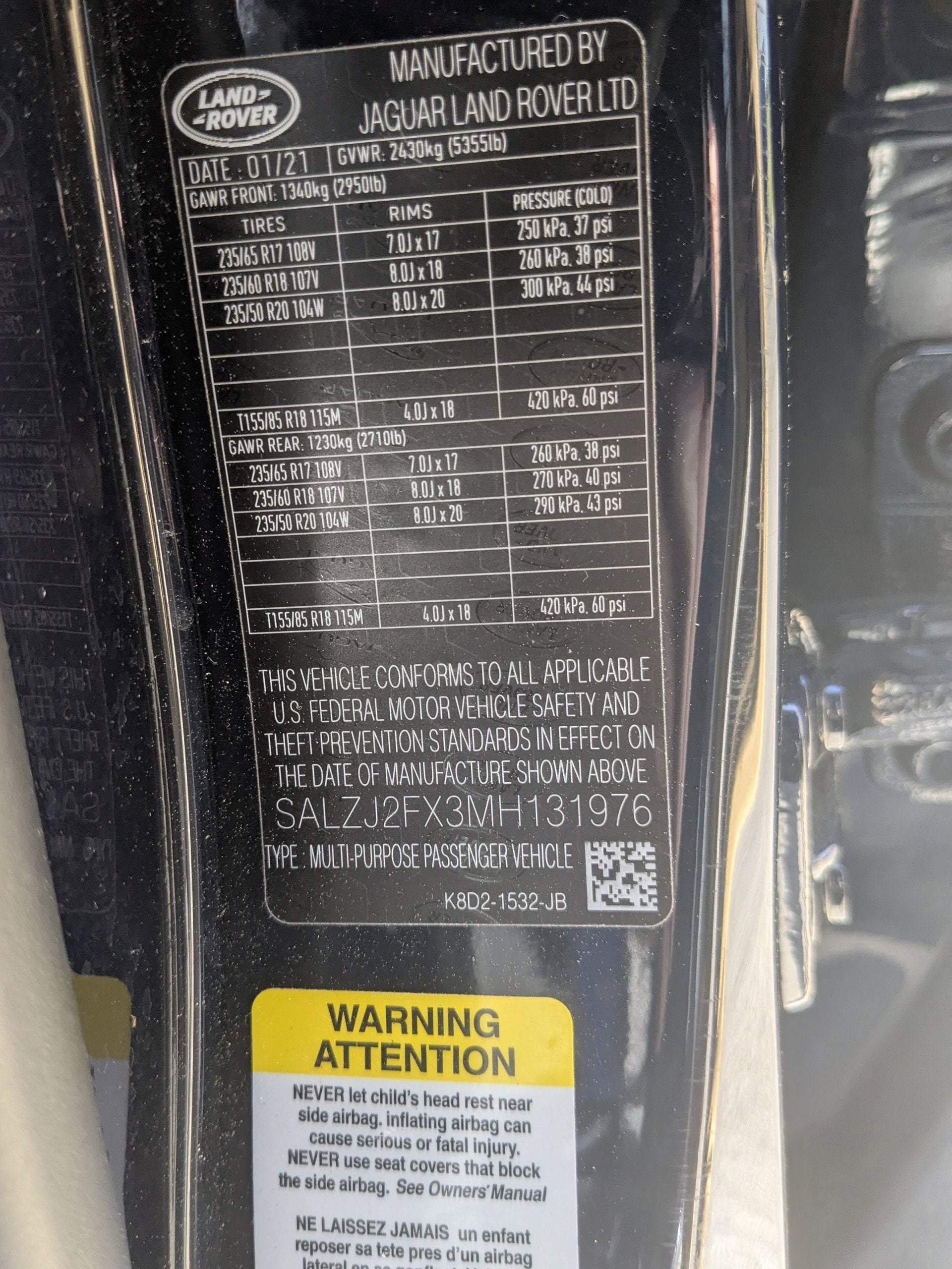 2021 Land Rover Range Rover Evoque S