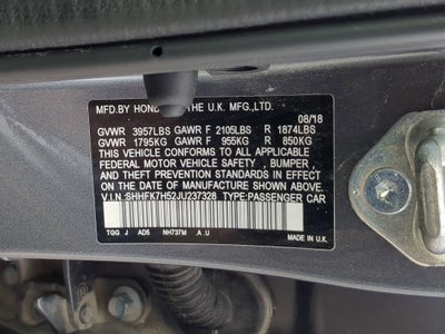 2018 Honda Civic Hatchback EX